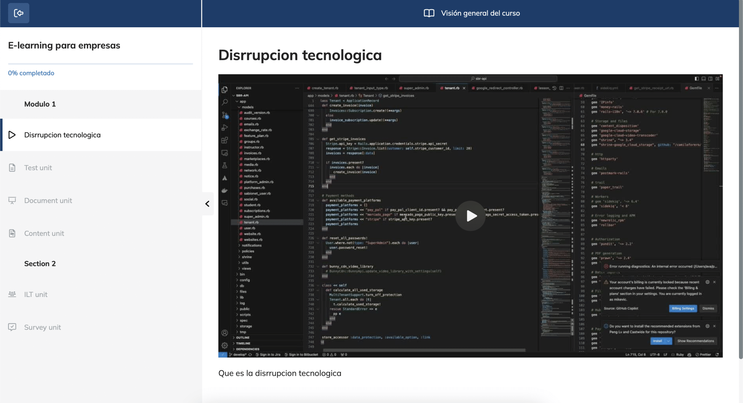 como es la inerfaz de alumno en talentlms